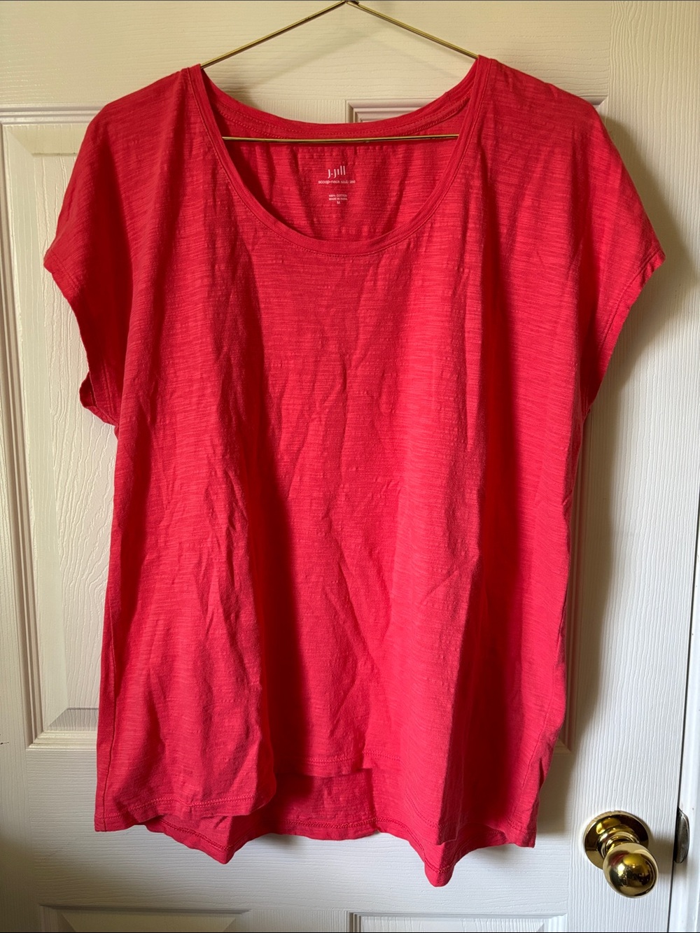 J. Jill Coral Slub Tee Size Medium | 100% Cotton Scoop Neck Top